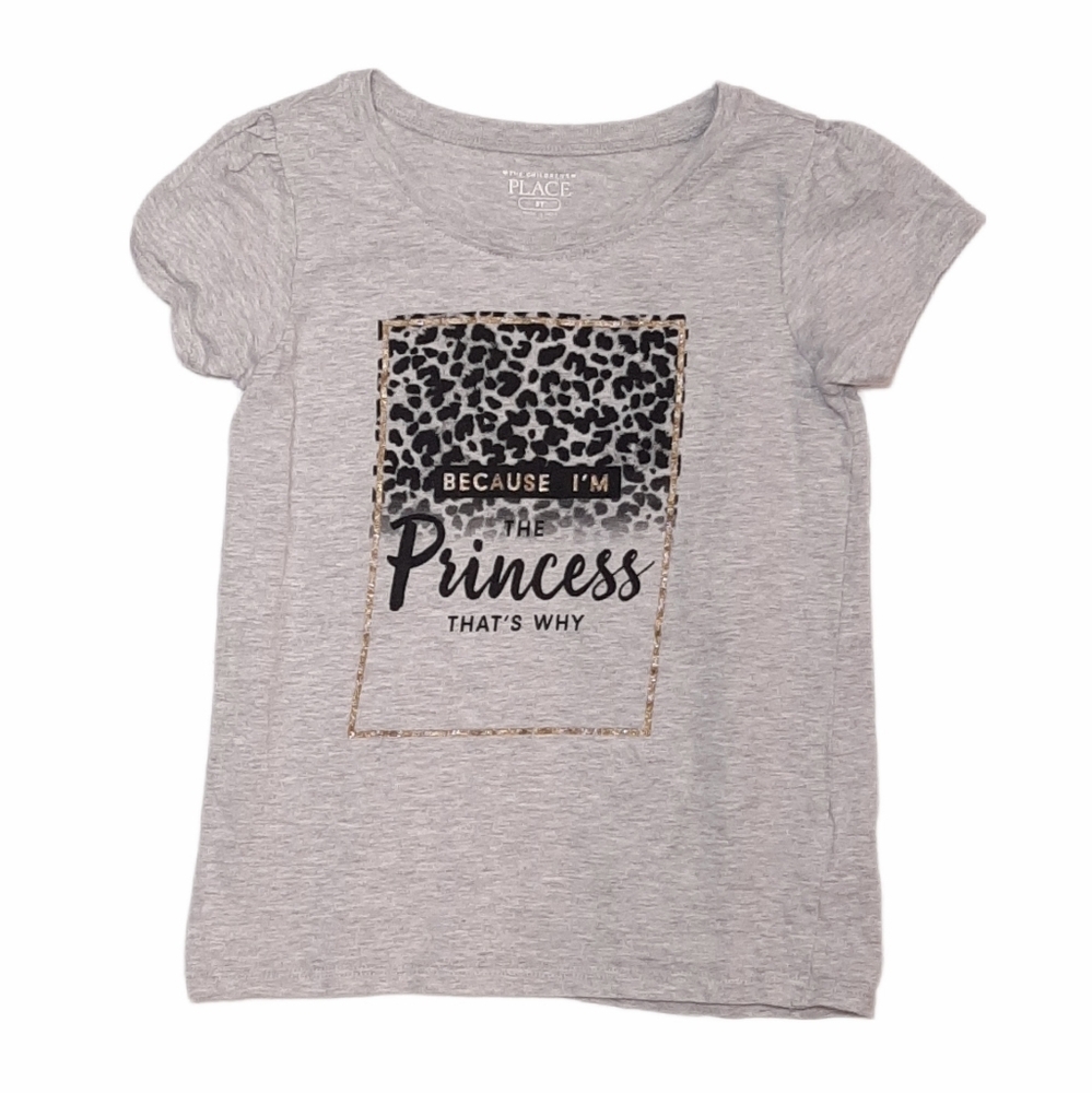 Childrens Place I'm The Princess Leopard Gold Glitter Tshirt Tee Top